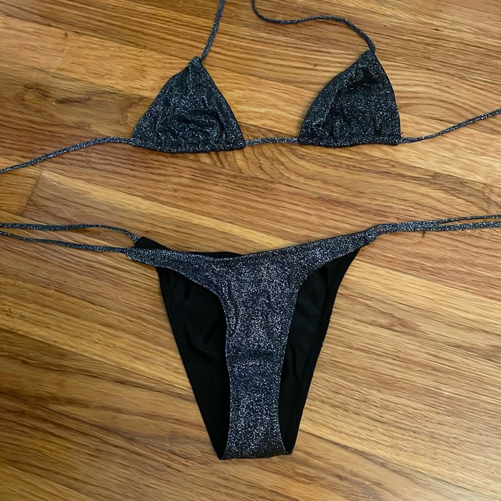 Black sparkly triangl two piece
